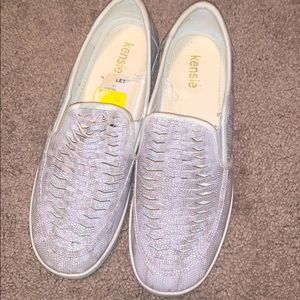 Kensie snake skin slip ons